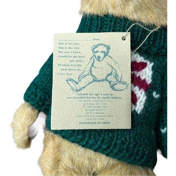 Boyds Bears Plush Casimir B Bean Retired Winter Christmas Sweater 10" NWT - Picture 8 of 8
